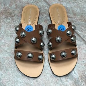 MARC FISHER FLAT,SLİDE ON SANDAL,LIGHT NATURAL SIZE 6,5